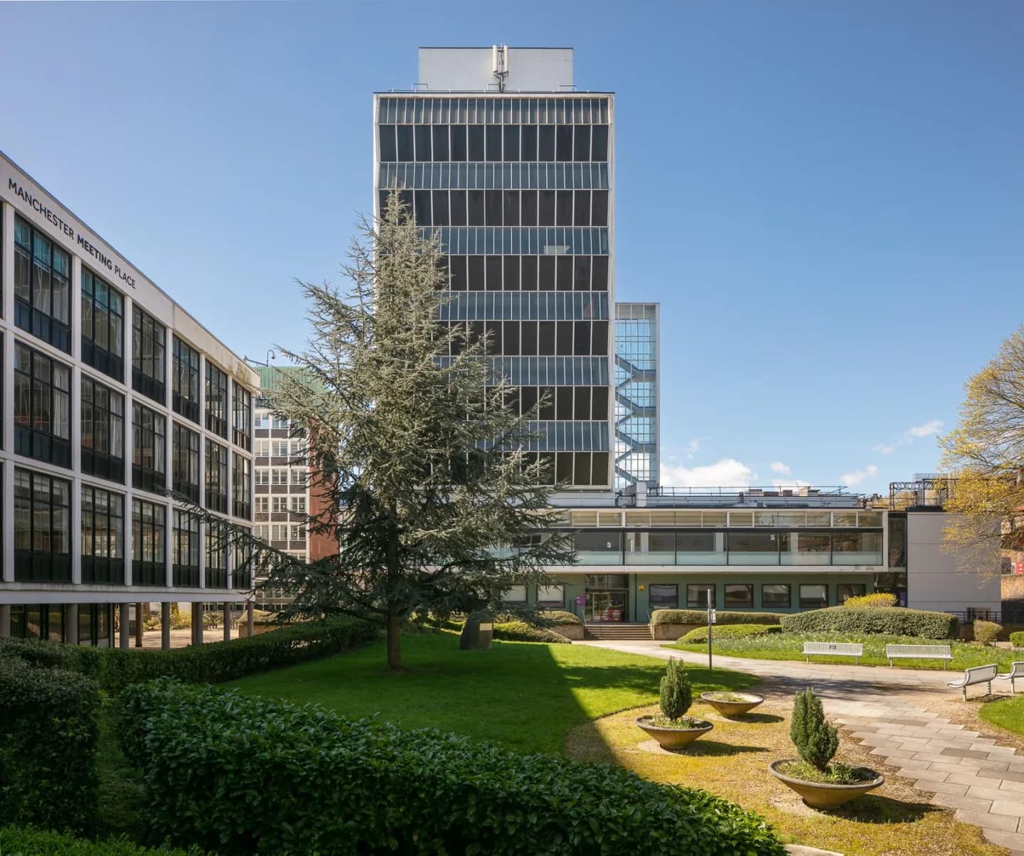 Exterior courtyard and Renold Building at Sister in Manchester