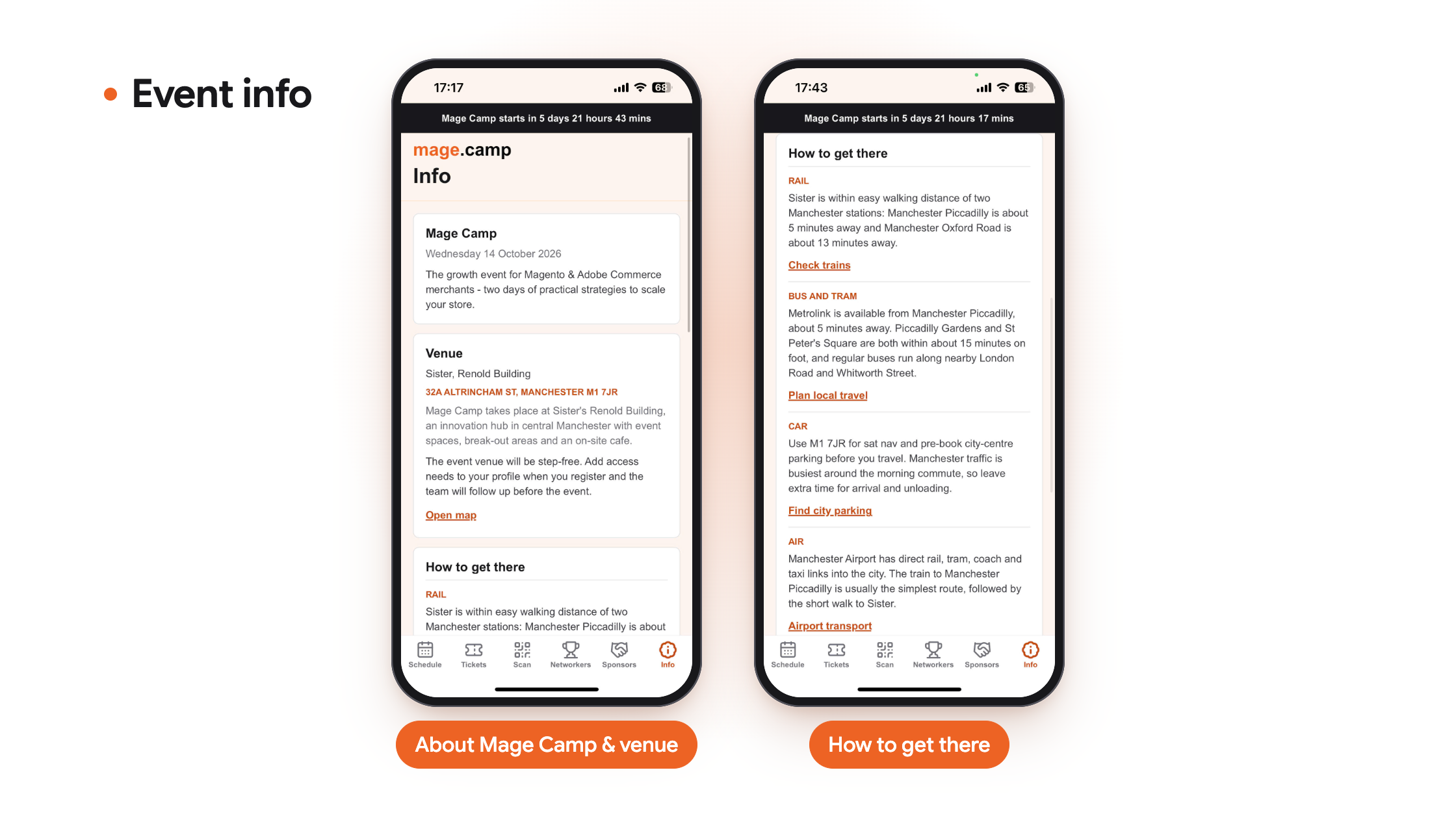 Mage Camp app Venue and Travel