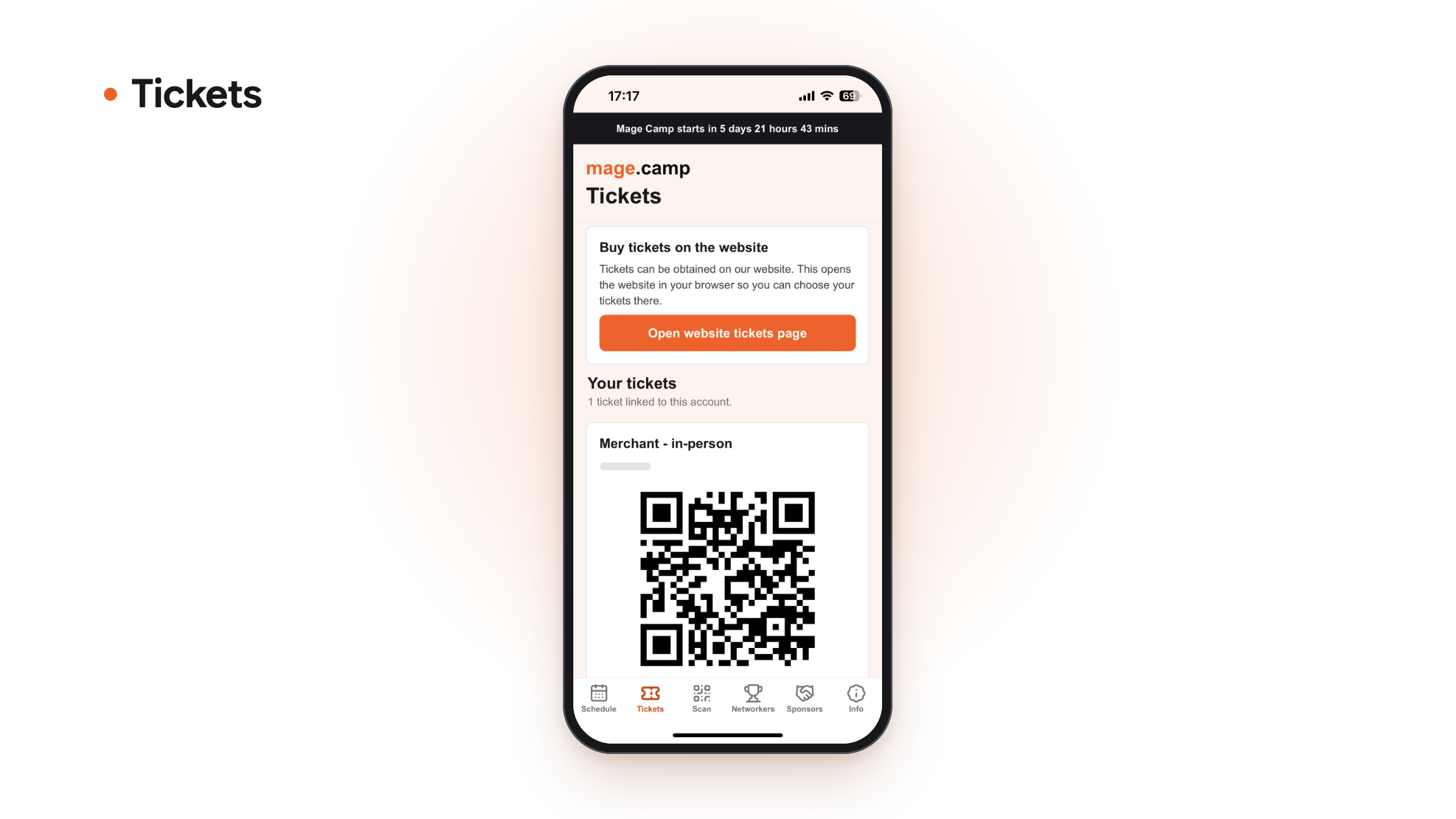 Mage Camp app Tickets